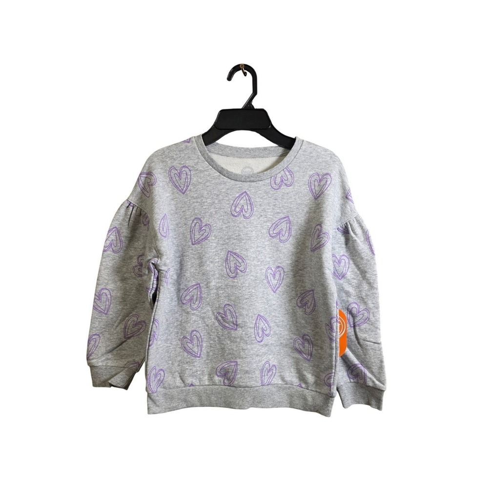 Wonder Nation Girls Size 8‎ Heart Print Puff Sleeve Fleece Sweatshirt Pullover